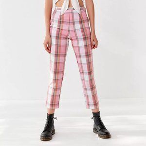 Pink Plaid High Waisted Trouser